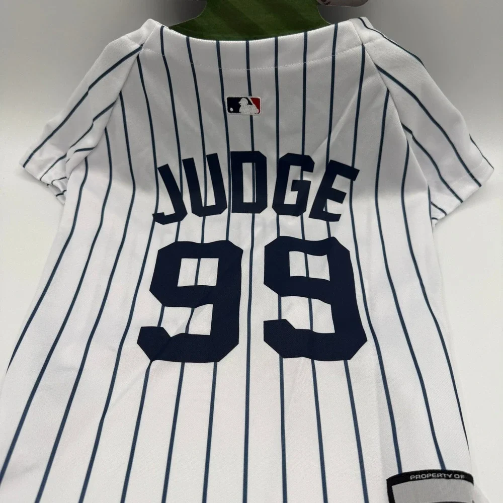 Pets First New York Yankees Pet Jersey Aaron Judge #99 Large White Pinstripe NEW